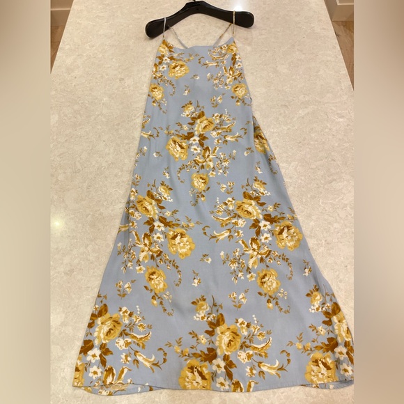 Reformation Dover Floral Print Midi Slip Dress in Heavenly Blue Size 8 - Picture 3 of 16